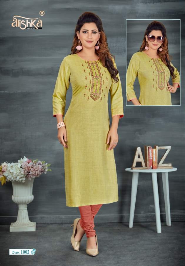 Alishka Prisha Ethnic Wear Embroidery Work Kurti Collection